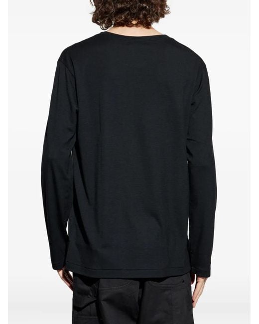 メンズ Yohji Yamamoto Folded-neck Long-sleeve T-shirt Blue