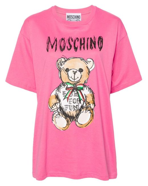 Camiseta con estampado Teddy Bear Moschino de color Pink