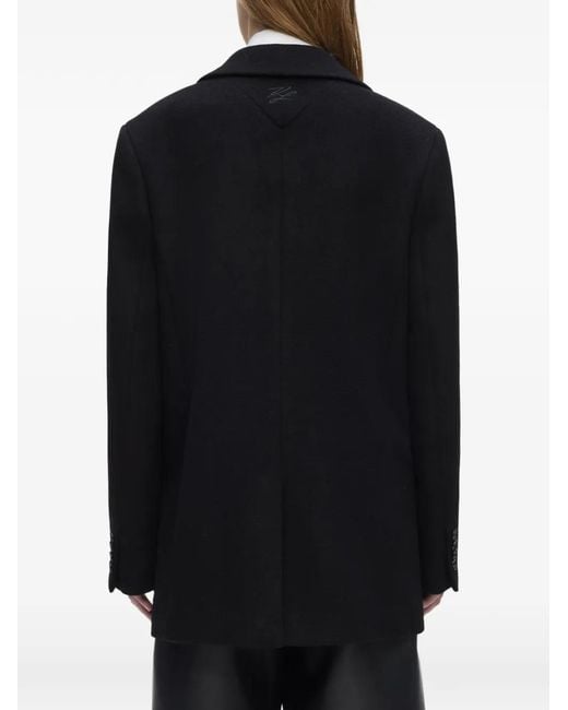 Karl Lagerfeld Black Single-Breasted Felted Coat