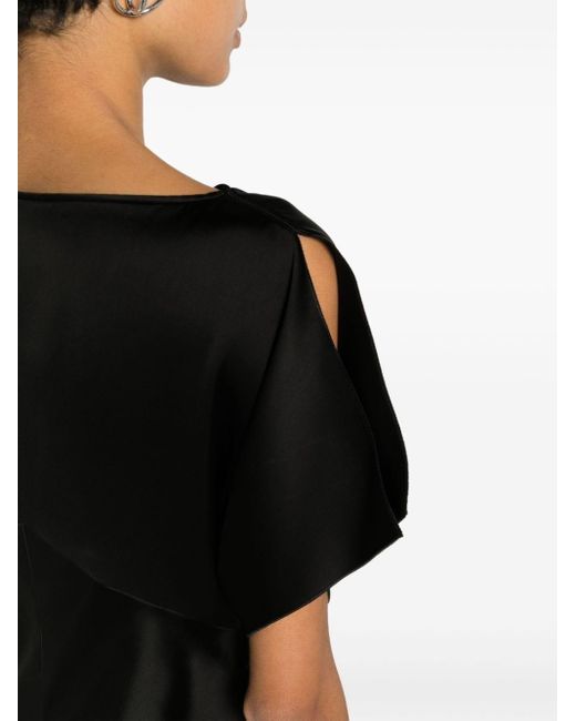 N°21 Black Boat-neck Satin Midi Dress