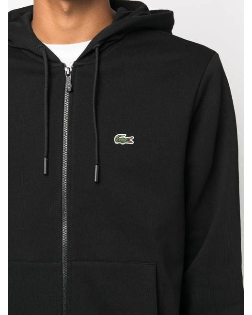 Lacoste Logo Zipped Up Hoodie Black for men