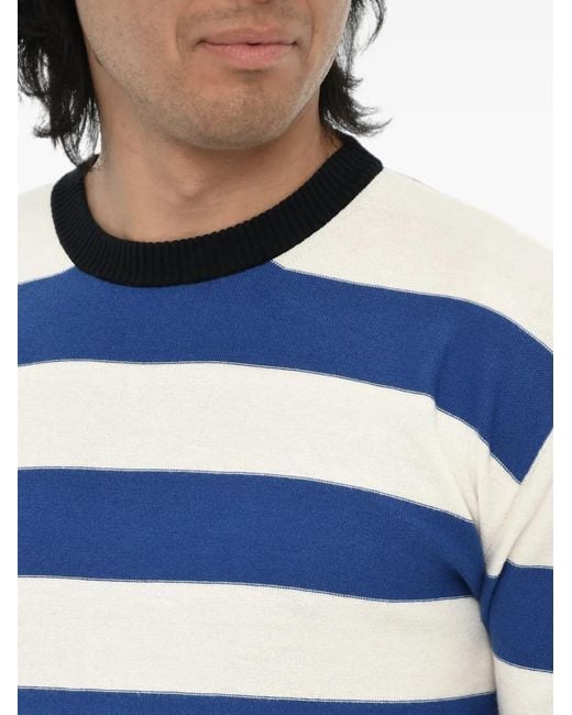 Woolrich Blue Striped Crew-Neck Sweater for men