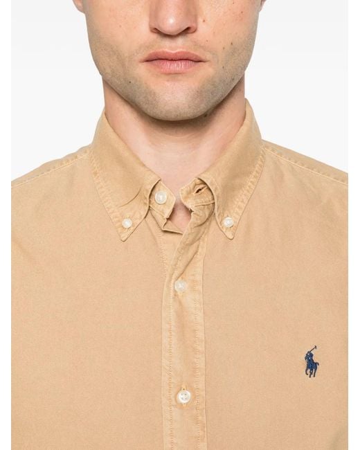 Polo Ralph Lauren Natural Logo-Embroidered Button-Down Shirt for men
