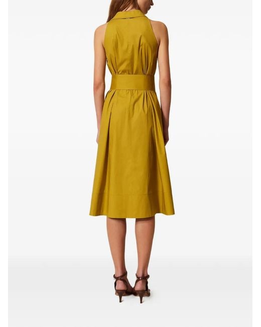 Twinset Yellow Sleeveless-Shirt Midi Dress