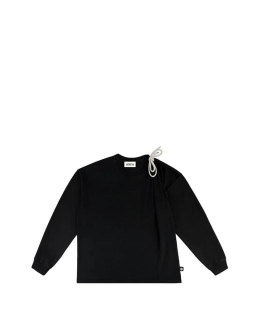 Area Black Crystal-Knot Cut-Out T-Shirt