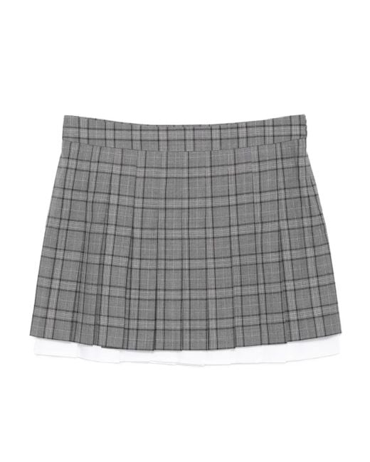 Juun.J Gray Wool Checked Skirt