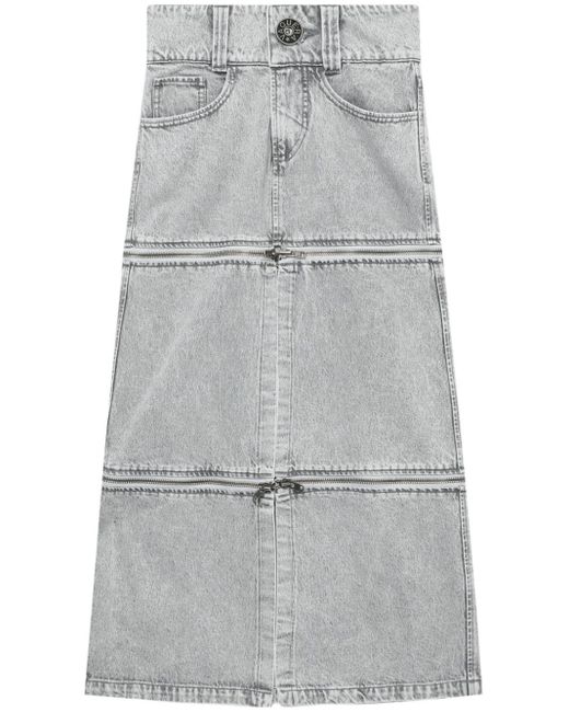 VAQUERA Gray Denim Midi Skirt