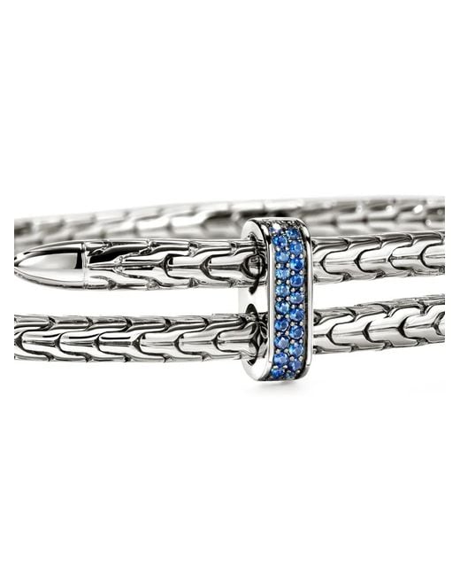 John Hardy White Sterling Spear Flex Sapphire Bracelet