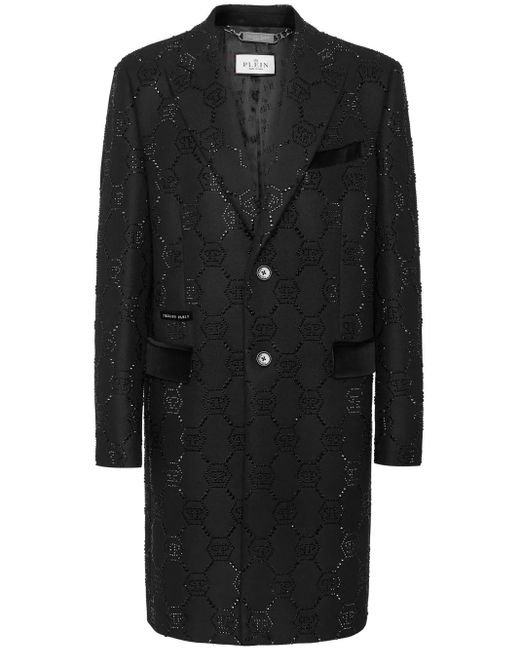 Manteau Boutonné À Logo Strassé Philipp Plein pour homme en coloris Black
