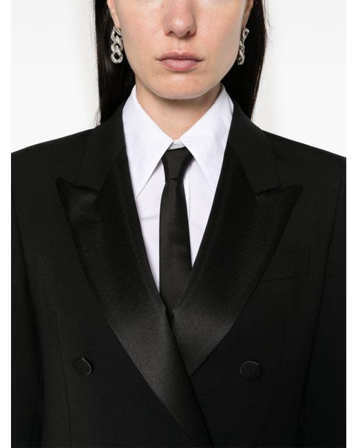 Tagliatore Black Satin-Lapels Double-Breasted Suit