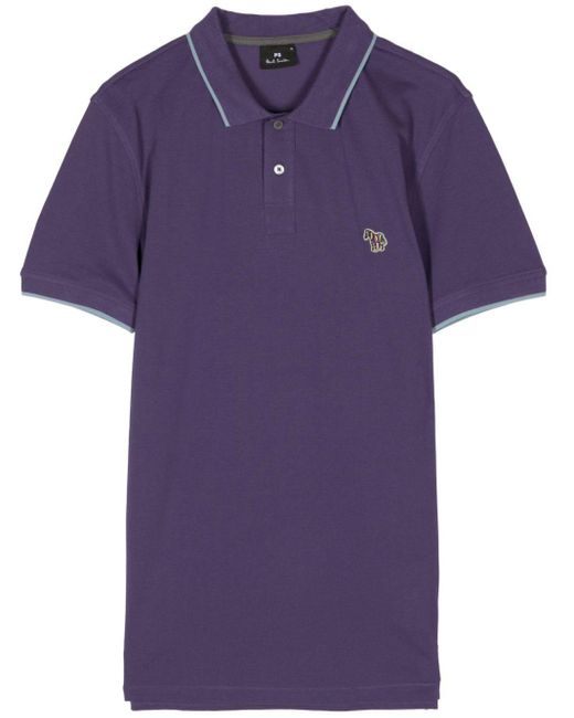 PS by Paul Smith Purple Appliqué-detail Polo Shirt for men