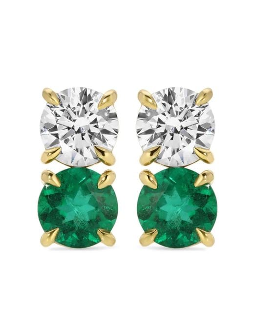Pendientes en oro de 18 ct con esmeralda y diamante Anita Ko de color Green