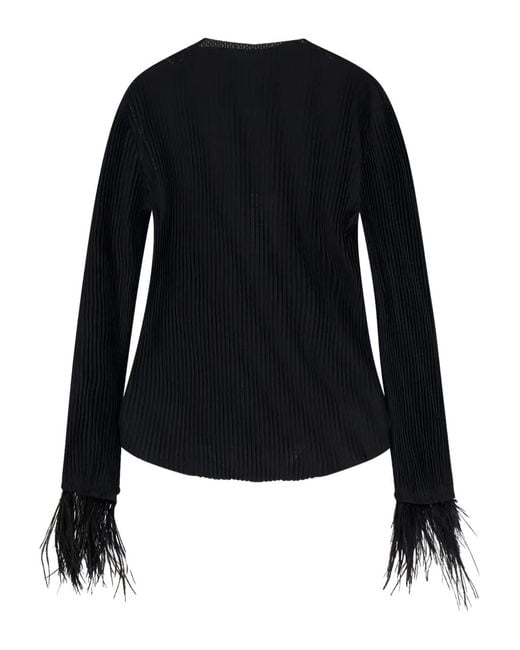 Boss Black Feather-Trim Top