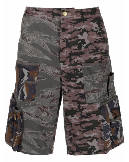 DIESEL Gray Camouflage-Print Bermuda Shorts for men