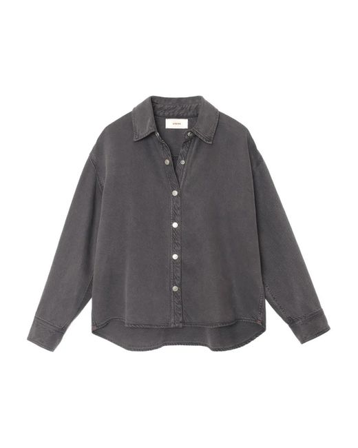 Xirena Gray Collared Buttoned Top