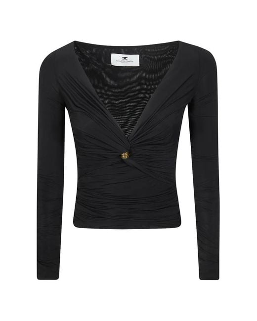 Elisabetta Franchi Black V-Neck Top