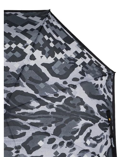 Moschino Gray Pixel-Print Umbrella