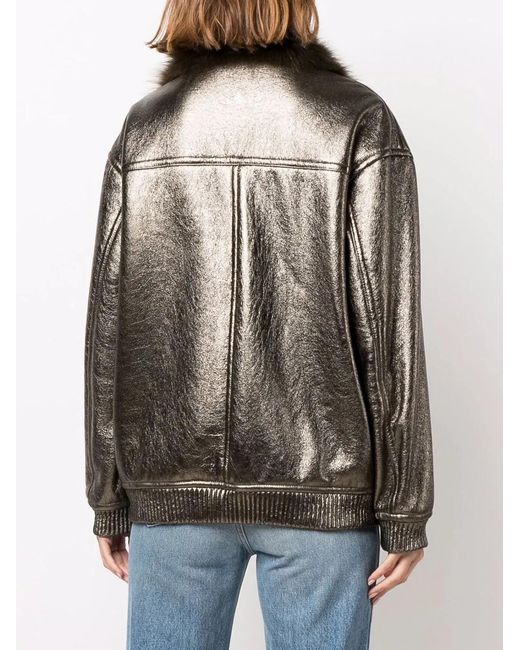 Yves Salomon Multicolor Longline Leather Jacket
