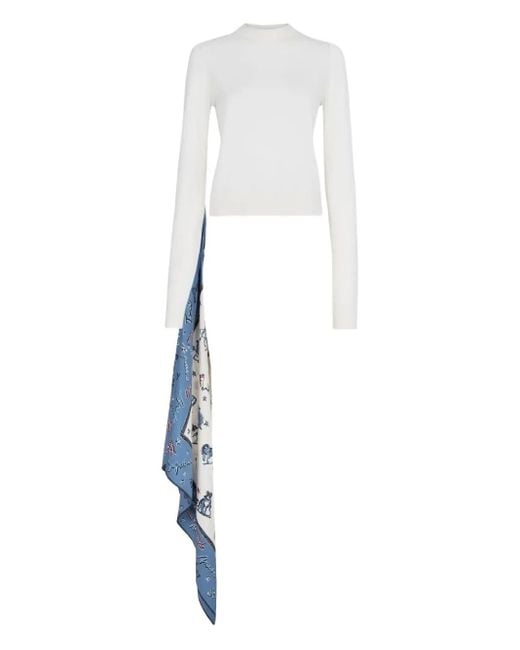 Fendi Wollen Trui Met Zijden Vlak in het White