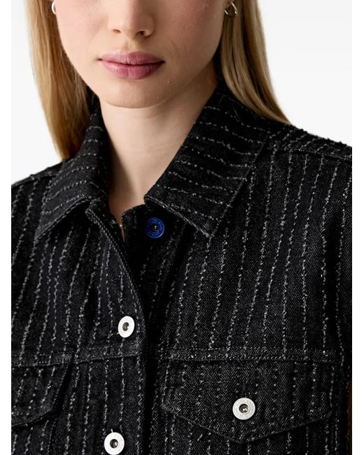 Karl Lagerfeld Black Pinstripe-Pattern Sleeveless Jacket