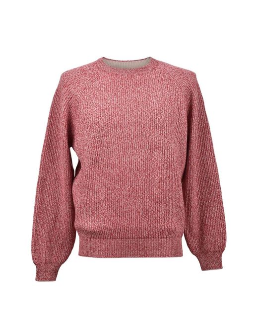 Brunello Cucinelli Pink Ribbed-Knit Raglan-Sleeve Sweater for men