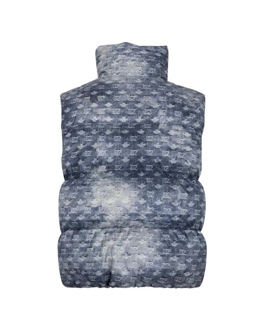 DSquared² Blue D2 Monogram Down Gilet for men