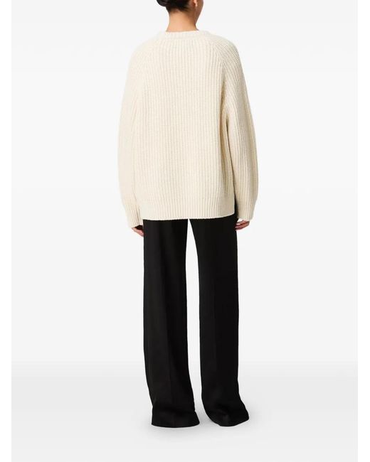Another Tomorrow White Oversized Raglan-Sleeve Sweater