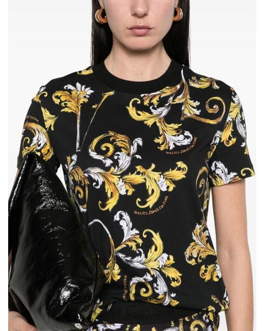 Versace Jeans Couture Black Barocco-Print T-Shirt