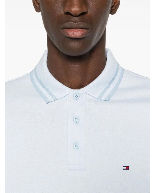 Tommy Hilfiger White Logo-Embroidered Organic Cotton Polo Shirt for men