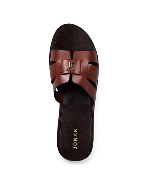 JONAK PARIS Brown Weil Logo-Plaque Cut-Out Sandals