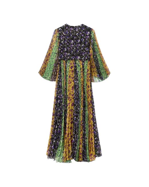 LaDoubleJ Green Robe Longue Angel Plissée À Fleurs