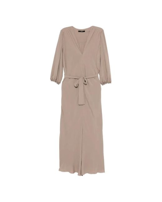 Seventy Natural V-Neck Belted Dress