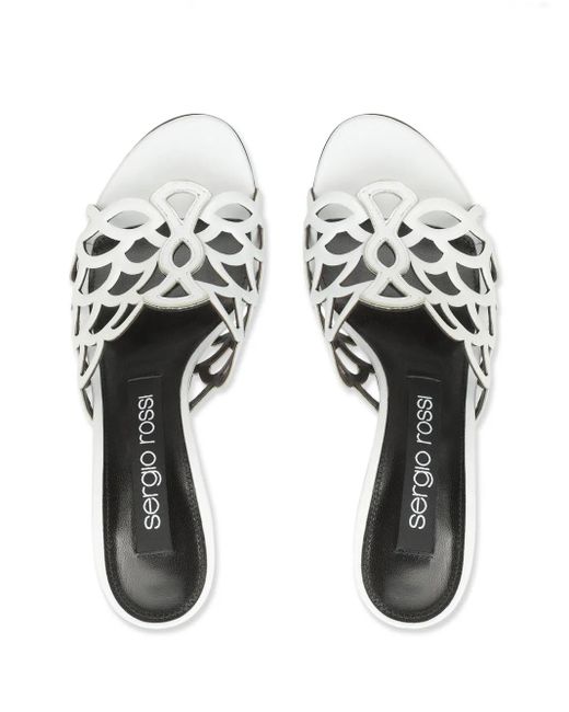 Sergio Rossi White Sr Mermaid 90Mm Leather Mules