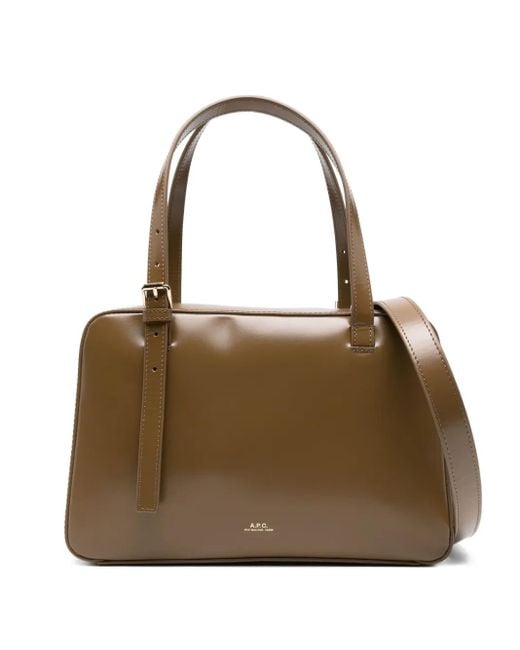 A.P.C. Brown Virgine Box Buckle-Detail Tote Bag
