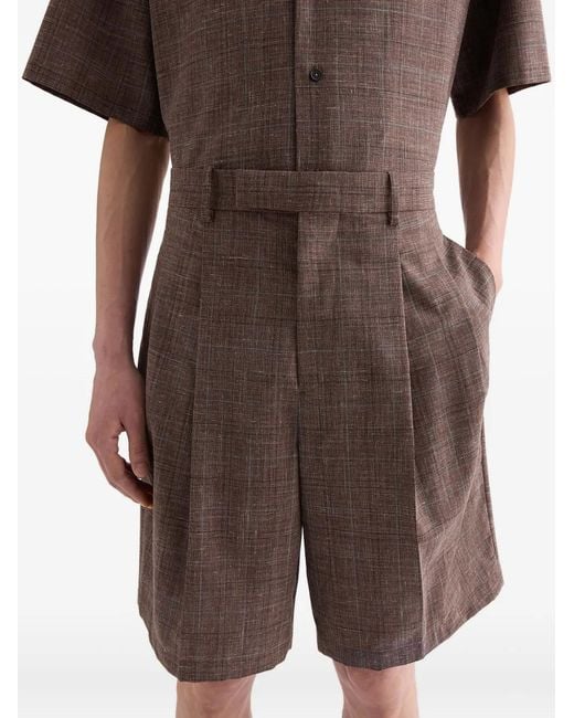 Jil Sander Brown Flamé Wool Blend Bermudas for men