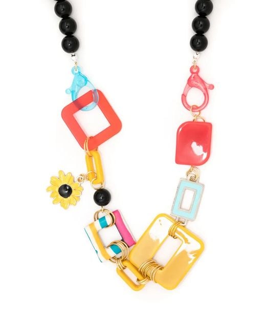 Amir Slama Metallic Floral-Appliqué Contrast Necklace