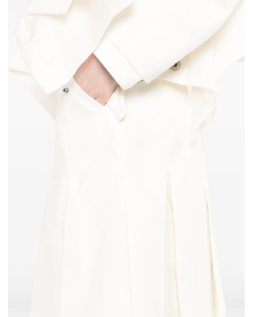 Sacai White Buckle Pleated Skirt