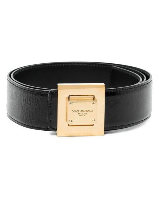 Dolce & Gabbana Black Square Buckle Belt for men