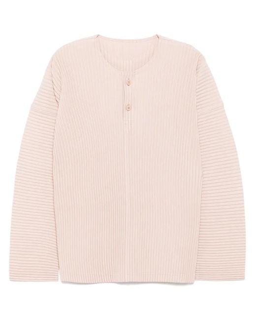 Homme Plissé Issey Miyake Pleated Long Sleeves T-Shirt in Pink for 