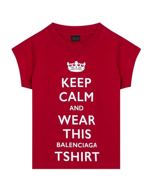 Balenciaga Red Graphic-Print Short-Sleeve T-Shirt