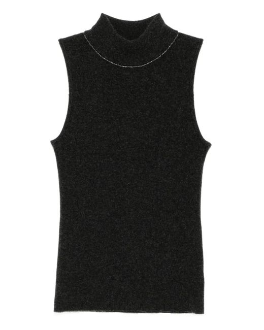 N.Peal Cashmere Black Metal-Detailing Tank