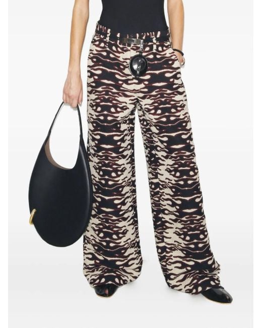 Tory Burch White Patterned Jacquard Trousers