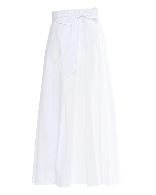 Lorena Antoniazzi White Pleated Bow-Detail Skirt