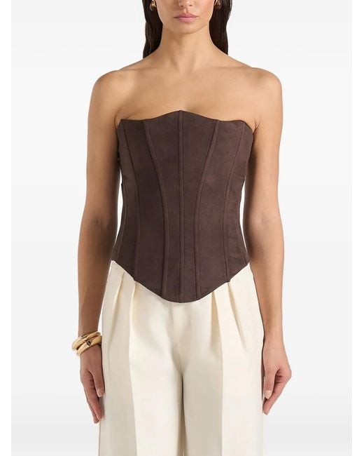 Manière De Voir Brown Scarlett Suede Lace Up Corset