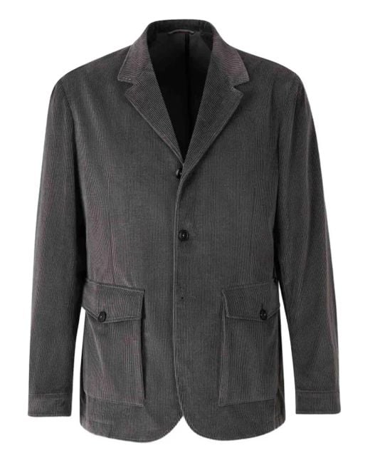 Canali Black Corduroy Patch-Pocket Shirt Jacket for men