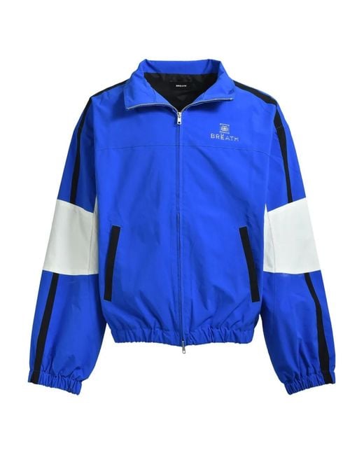 BREATH Blue Logo-Detail Bomber Jacket for men
