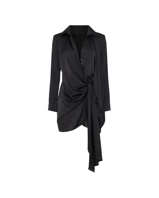 Vaillant Studio Black Lace-Detail Knot Mini Dress