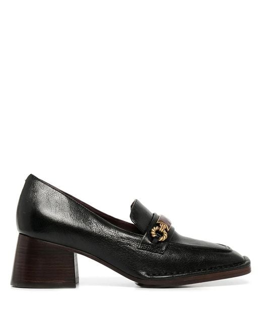 Tory Burch Black Perrine Heeled Leather Loafer
