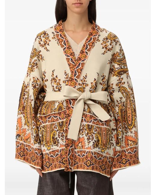 Cardigan Con Stampa Paisley di Etro in Brown