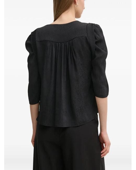 Morgan Black Buttoned V-Neck Shirt